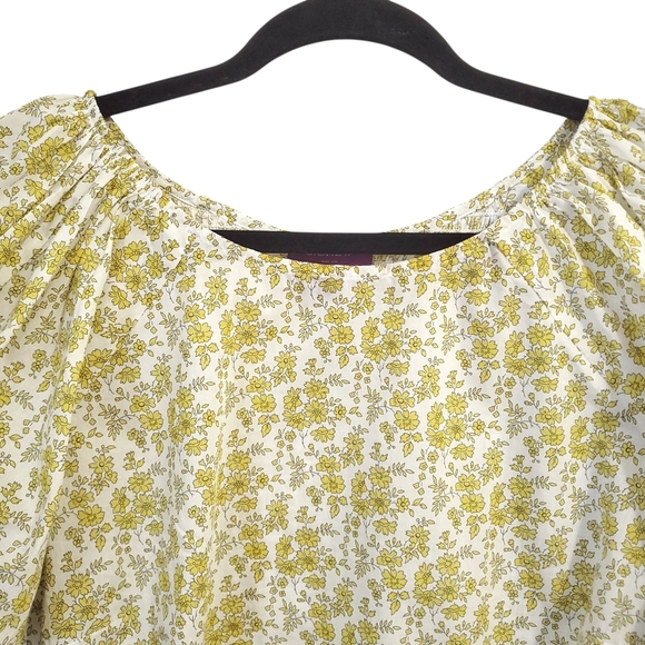 J CREW Plus Size Liberty Smocked Blouse Top Puff-Sleeve Capel Butter Yellow 18 - Picture 7 of 15